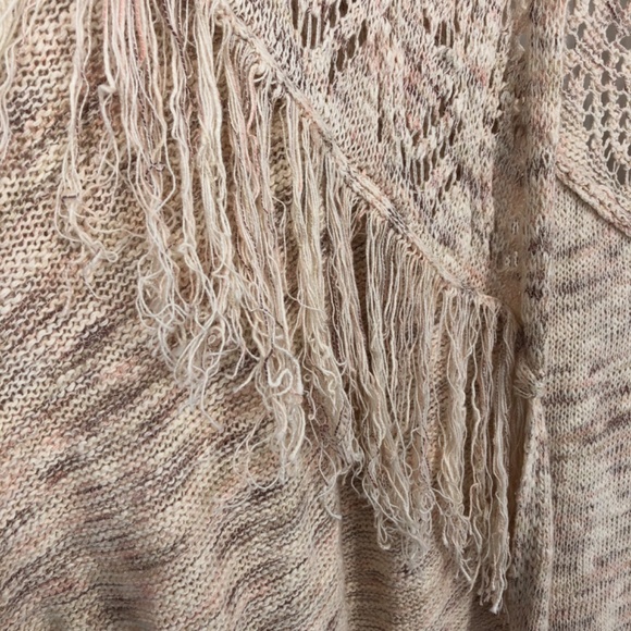 Knox Rose Womens Cardigan Size M Western Fringe Boho Open Front Crochet Dolman - Picture 4 of 12